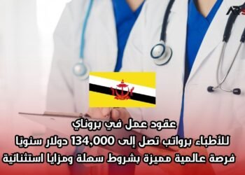 عقود عمل في بروناي للأطباء برواتب تصل إلى 134,000 دولار سنويًا – فرصة عالمية مميزة بشروط سهلة ومزايا استثنائية
