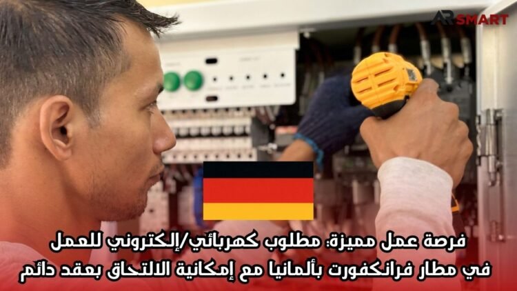 فرصة عمل مميزة: مطلوب كهربائي/إلكتروني للعمل في مطار فرانكفورت بألمانيا مع إمكانية الالتحاق بعقد دائم