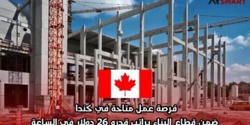 فرصة عمل متاحة في كندا ضمن قطاع البناء براتب قدره 26 دولار في الساعة