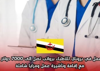 فرص عمل في بروناي للأطباء برواتب تصل إلى 7000 دولار شهريًا مع إقامة وتأشيرة عمل ومزايا شاملة